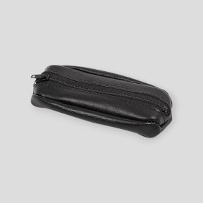Coffee grain leather wallet with 2 zippers - Ares