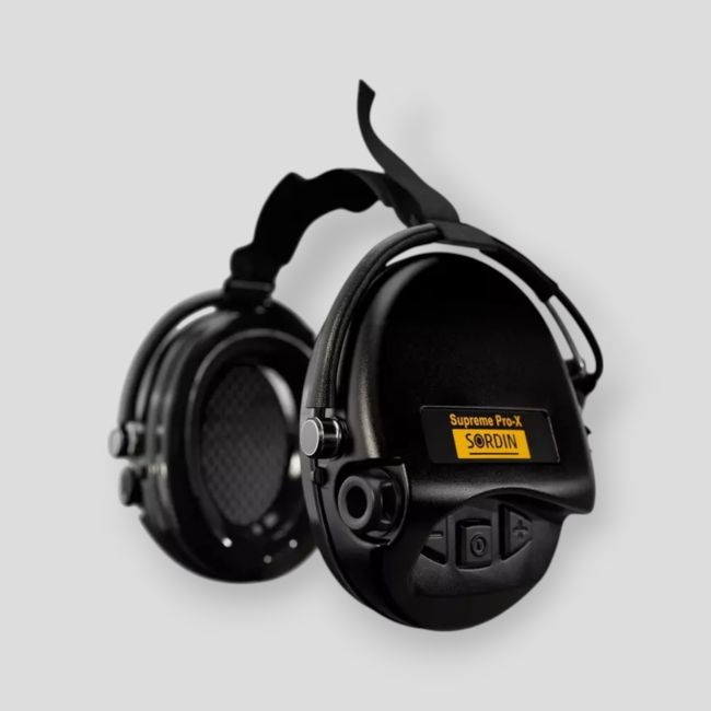 Casco antirruido con cinta de cuello de tela negra Supreme Pro-X (SNR: 24dB) - Negro - MSA Sordin Casco antirruido con cinta de cuello de tela negra Supreme Pro-X (SNR: 24dB) - Negro - MSA Sordin