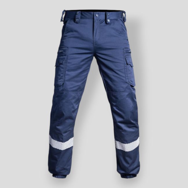 Pantaloni con banda HV e fondo elasticizzato V2 Sécu-One - Blu Navy - A10 Equipment
