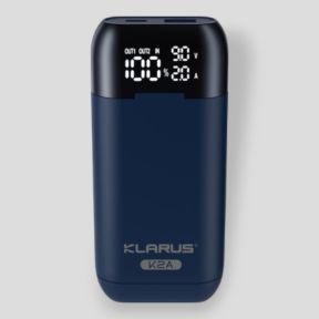 Caricabatterie doppio 3 in 1 K2A per batterie ricaricabili 21 700/20 700/18 650 Li-ion - Blu Navy - Klarus