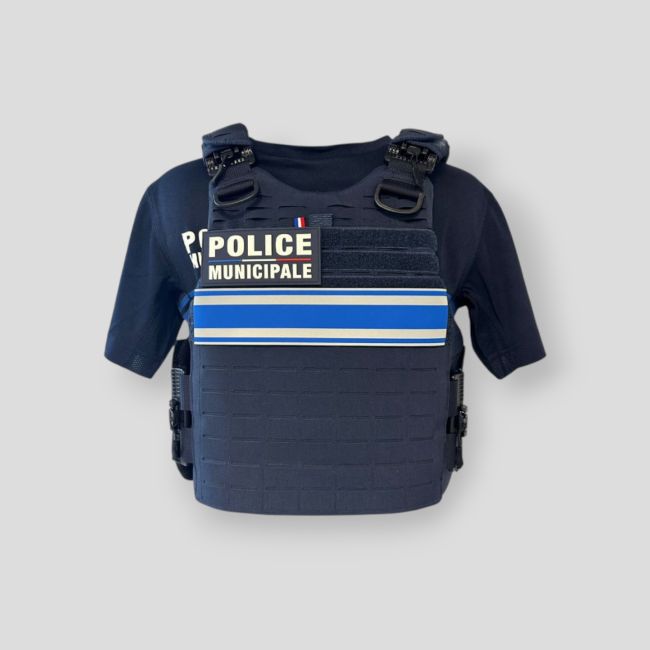 Capa para colete à prova de balas Quick Release Premium Police Municipale Unissexo - Azul Marinho - Le Protecteur