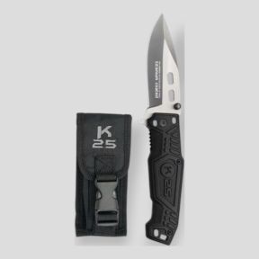 Opklapmes (gemengd lemmet 7,8 cm) met nylon etui - Zwart - K25