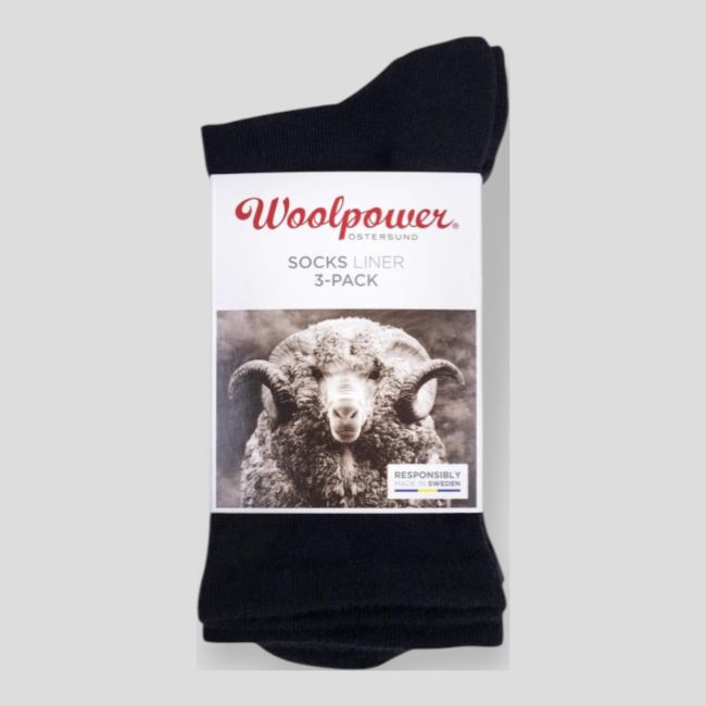 Lote de 3 pares de calcetines Liner Classic Negro - Woolpower