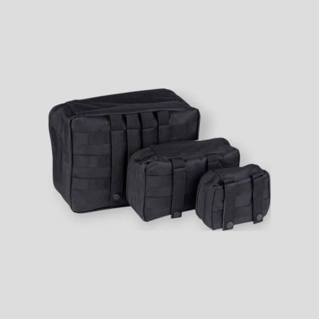 Zestaw 3 przezroczystych kieszeni Molle - Czarny - 101 Inc