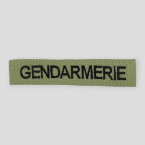 Bande patronymique brodée Gendarmerie sur velcro - Vert Olive - DMB Products