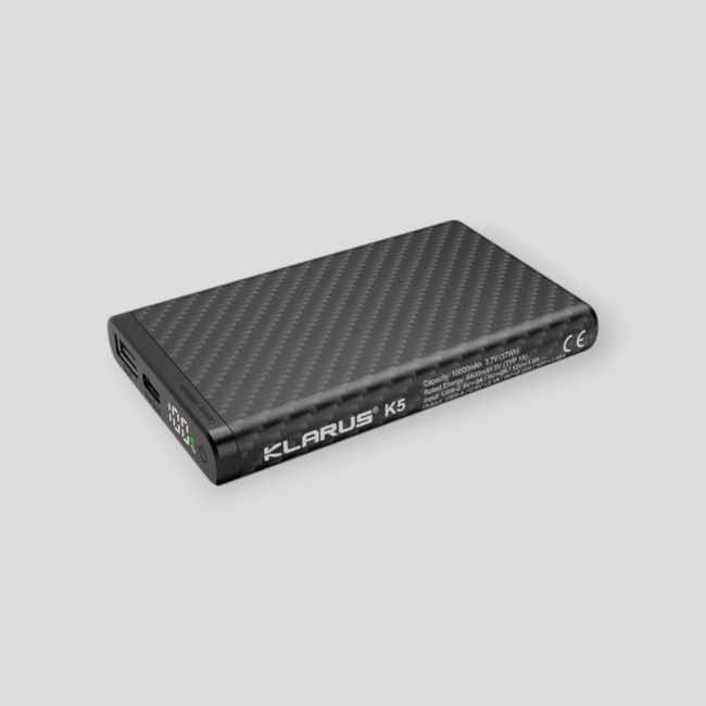 Ultraleichte Powerbank aus Carbonfaser K5 (10.000mAh) - Schwarz - Klarus