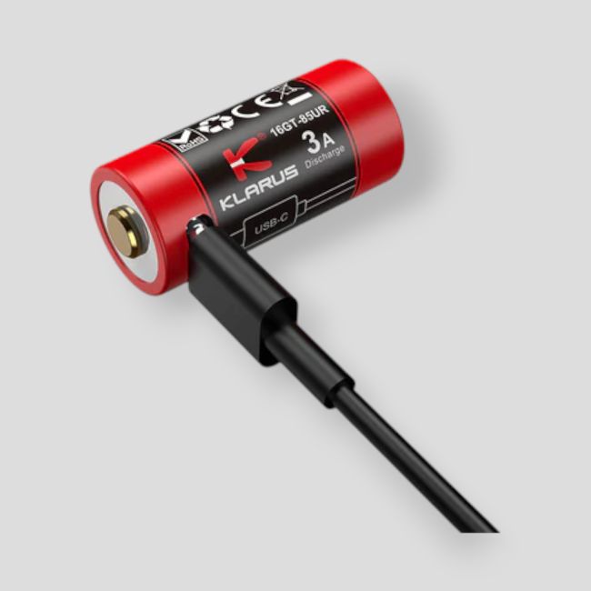 Batterie rechargeable 16GT-85UR avec port micro-USB (16 340 Li-on, 3,6V, 850mAh) - Klarus