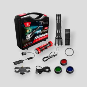 XT12GT Pro Kit (Lampe + Fernschalter + Waffenhalterung + Filter + Akku + Holster + Handschlaufe + USB-C-Kabel) - Schwarz - Klaru