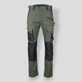 Pantalón stretch bicolor con bolsillos para rodilleras MEMORY - Caqui/Negro - LMA