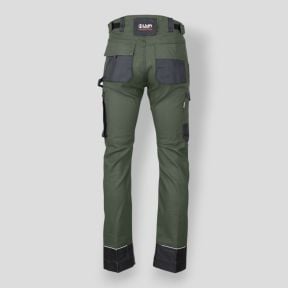 Pantalón stretch bicolor con bolsillos para rodilleras MEMORY - Caqui/Negro - LMA