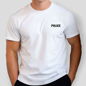 Bedrucktes T-Shirt Polizei - Weiß - Patrol Equipement
