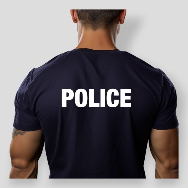 T-shirt z nadrukiem Policja - Granatowy - Patrol Equipement