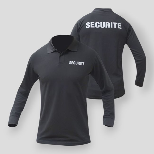 Polo z długimi rękawami Cooldry Sécurité - Czarne - Patrol Equipement