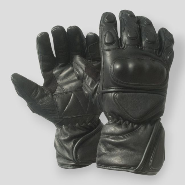 Leren motorhandschoenen met beschermers en Thinsulate-voering - Zwart - Patrol Equipement