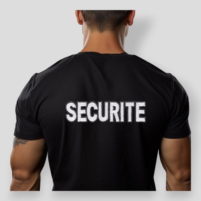 TEE SHIRT NOIR BRODE SECURITE MANCHES COURTES -Patrol Equipement