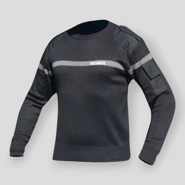 Pullover mit grauem Sicherheitsstreifen - Schwarz - Patrol Equipement