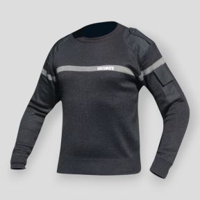 Sweter z szarą taśmą bezpieczeństwa - Czarny - Patrol Equipement