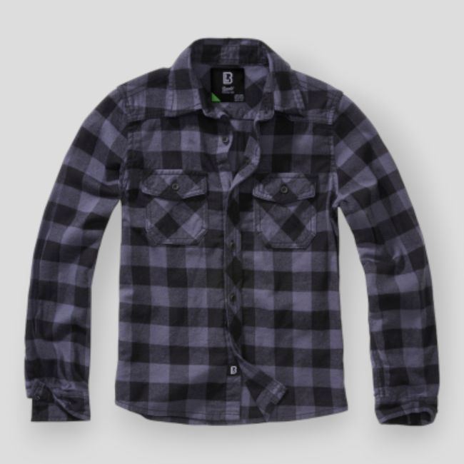 Chemise enfant à carreaux noir/gris - Brandit