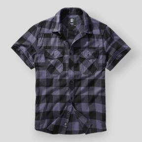 Chemise manches courtes carreaux noir/gris - Brandit