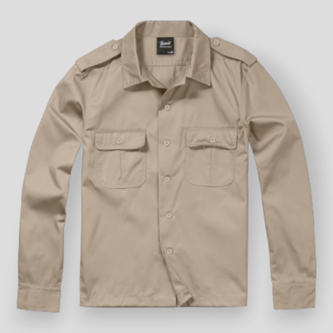 US overhemd lange mouwen beige - Brandit