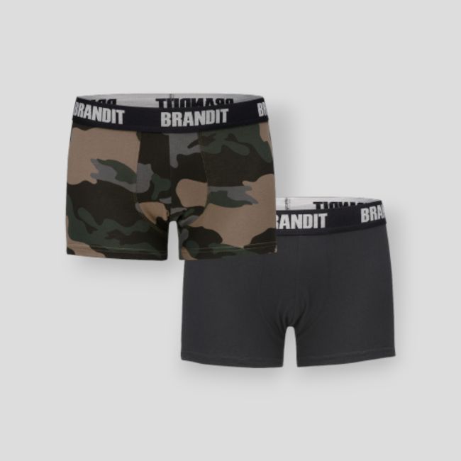 2er-Set Boxershorts darkcamo/schwarz - Brandit