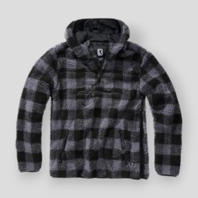 Sweat capuche zip polaire noir/gris - Brandit