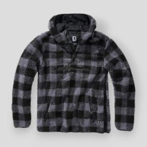 Fleece-Kapuzensweatshirt mit Reißverschluss schwarz/grau - Brandit