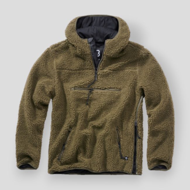 Sweat capuche zip polaire olive - Brandit