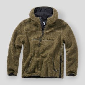 Fleece-Kapuzensweatshirt mit Reißverschluss oliv - Brandit