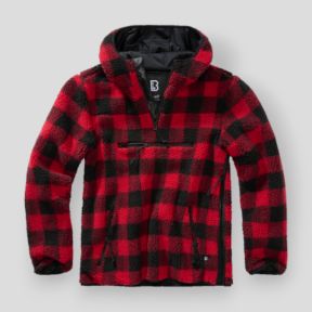 Fleece hoodie met rits rood/zwart - Brandit