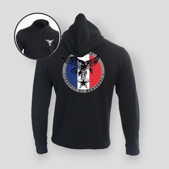 Sweat-shirt zippé Troupes de Montagne France - Noir - Summit Outdoor Lifestyle