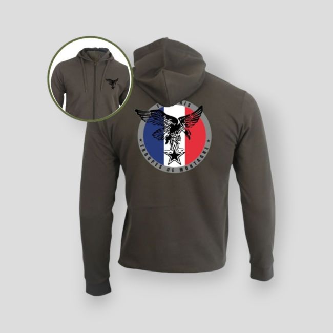 Sweatshirt mit Reißverschluss Gebirgstruppen Frankreich - Khaki - Summit Outdoor Lifestyle