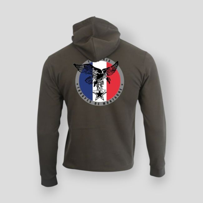 Sweatshirt com fecho de correr Tropas de Montanha França - Caqui - Summit Outdoor Lifestyle