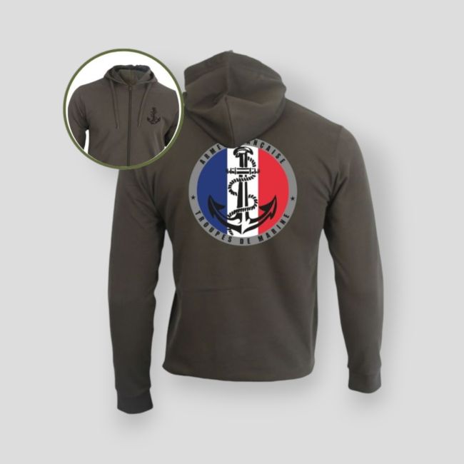 Sweatshirt met rits Troupes de Marine Frankrijk - Kaki - Summit Outdoor Lifestyle