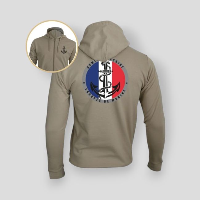 Sweat-shirt zippé Troupes de Marine France - Light Sand - Summit Outdoor Lifestyle