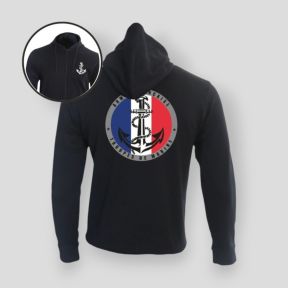 Felpa con zip Troupes de Marine Francia - Nero - Summit Outdoor Lifestyle