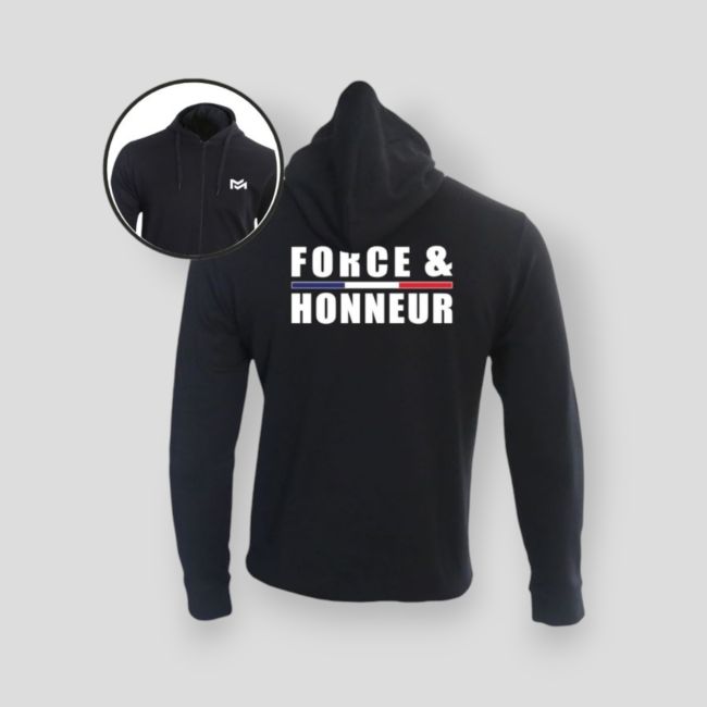 Felpa con zip Force & Honneur Liseré - Nero - Summit Outdoor Lifestyle