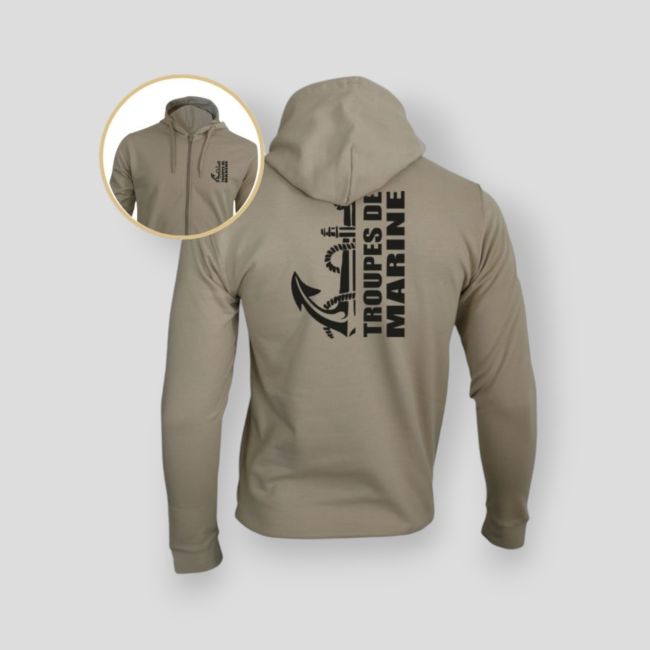 Sweat-shirt zippé Troupes de Marine Design - Light Sand - Summit Outdoor Lifestyle
