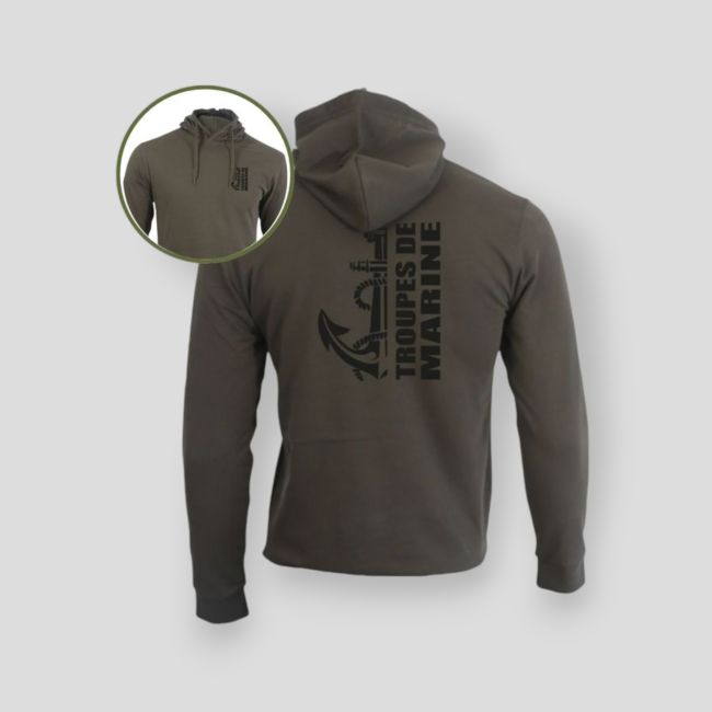 Kapuzen-Sweatshirt mit Reißverschluss Troupes de Marine Design - Khaki - Summit Outdoor Lifestyle