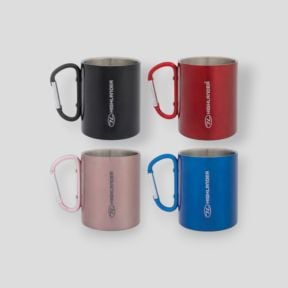 Set van 4 karabijnhaken bekers 300ml - Zwart/Rood/Roze/Blauw - Highlander