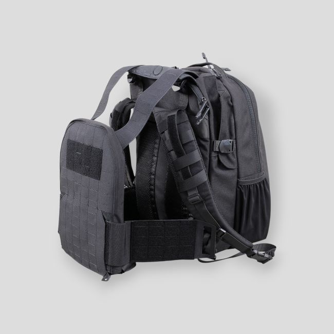 Mochila táctica 33L Faucon con portaplacas extraíble - Negro - Patrol Equipement