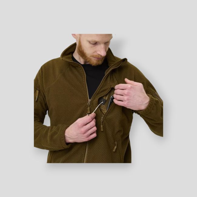Alpha Tactical Jacket - Grid Fleece - Coyote - Helikon