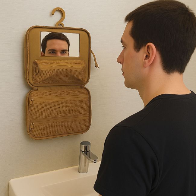 Trousse de toilette à suspendre avec miroir - Coyote - OPEX
