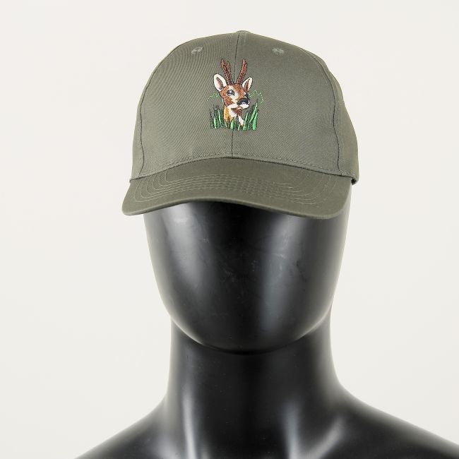 Jagdkappe mit gesticktem Hirsch - Khaki - Percussion
