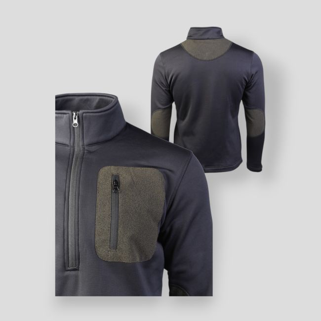 Pullover met 1/2 rits Thermo Fleece - Zwart - Mil-Tec