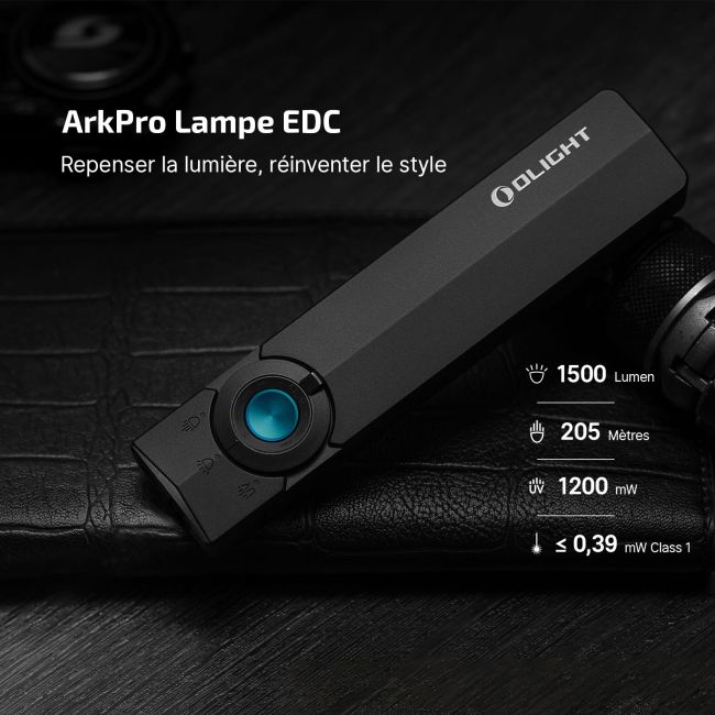 Lampe compacte EDC Ark Pro (1 500 lumens) - Noir Mat - Olight