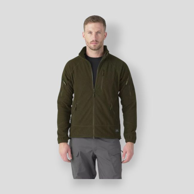 alpha tactical jacket - grid fleece - olive green - helikon
