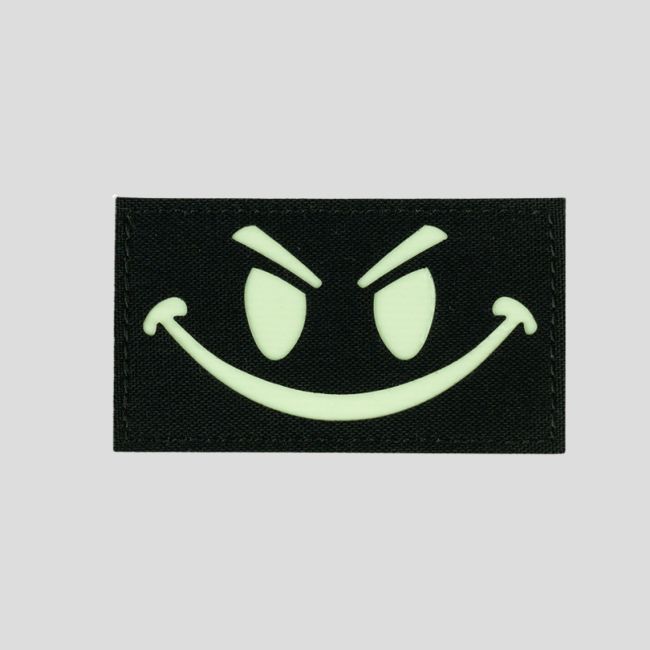 Naszywka lasercut fosforyzująca Evil Smiley - Czarny - 101 Inc