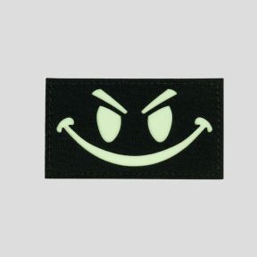 Naszywka lasercut fosforyzująca Evil Smiley - Czarny - 101 Inc