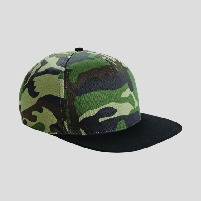 Casquette snapback 5 panneaux - Camo Jungle/Noir - Beechfield